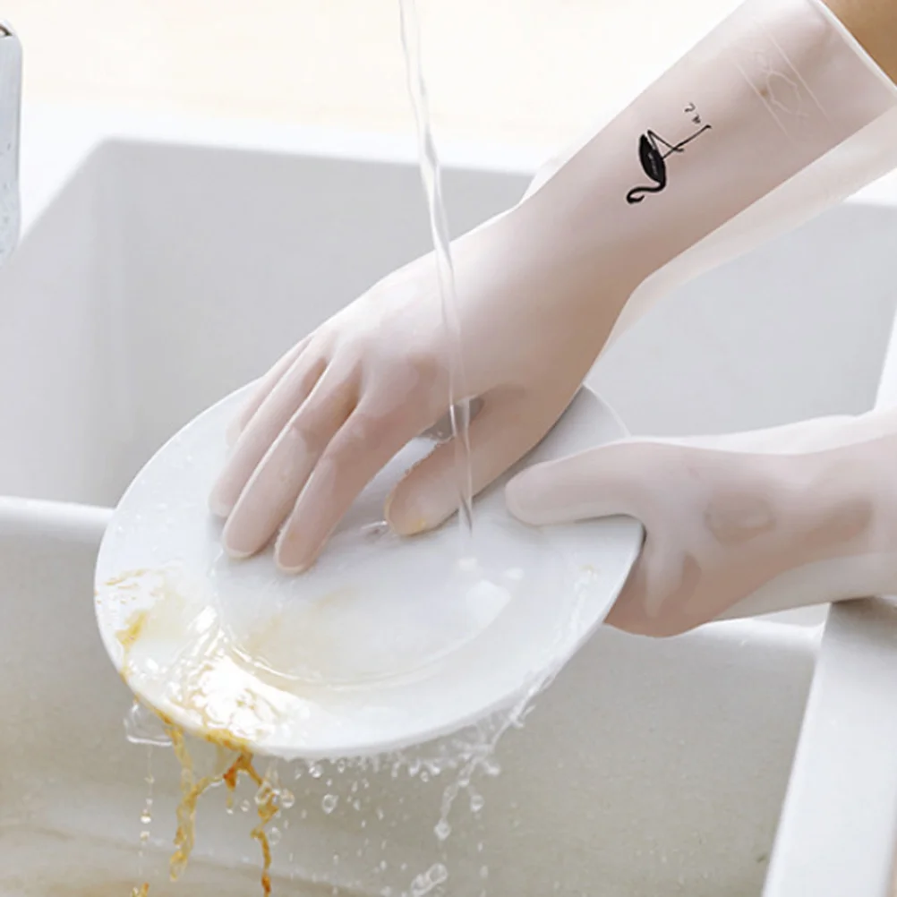 

Durable Waterproof Cleaning Gloves Flamingo Pattern Rubber Gloves for Kitchen Home Protective Comfortable Use Home Waterproof