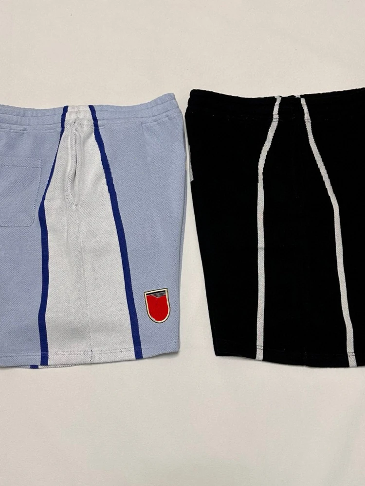 

Collaboration Edition Knitted Fooall orts ex Patchwork Design mid Waist Elastic Straight Leg Casual orts for Youth