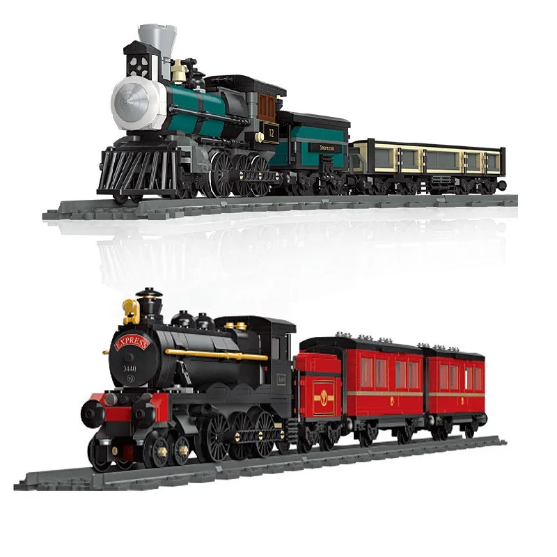 

Classic Railway Steam Train Track Sets Building Block Expert locomotive Long-Distance Brick Toys For Children Birthday Gifts