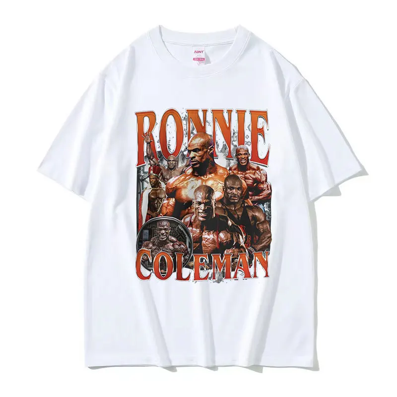 Vintage Ronnie Coleman Gym Graphic T Shirt Funny Bodybuilder Fashion Clothing T-shirts Men Casual 100% Cotton Oversized T-Shirt