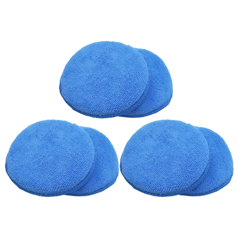 6 Pcs Round Car Wash Sponge Sponges Superfine Fiber Wax Applicator Pad for Polishing