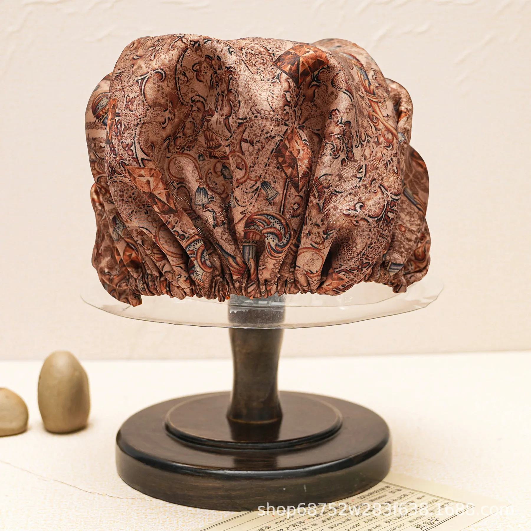 Adults Full Wrap Elastic 100% Silk Sleep Bonnet Women Vintage Printed Hair Care Night Headwrap Hat Care