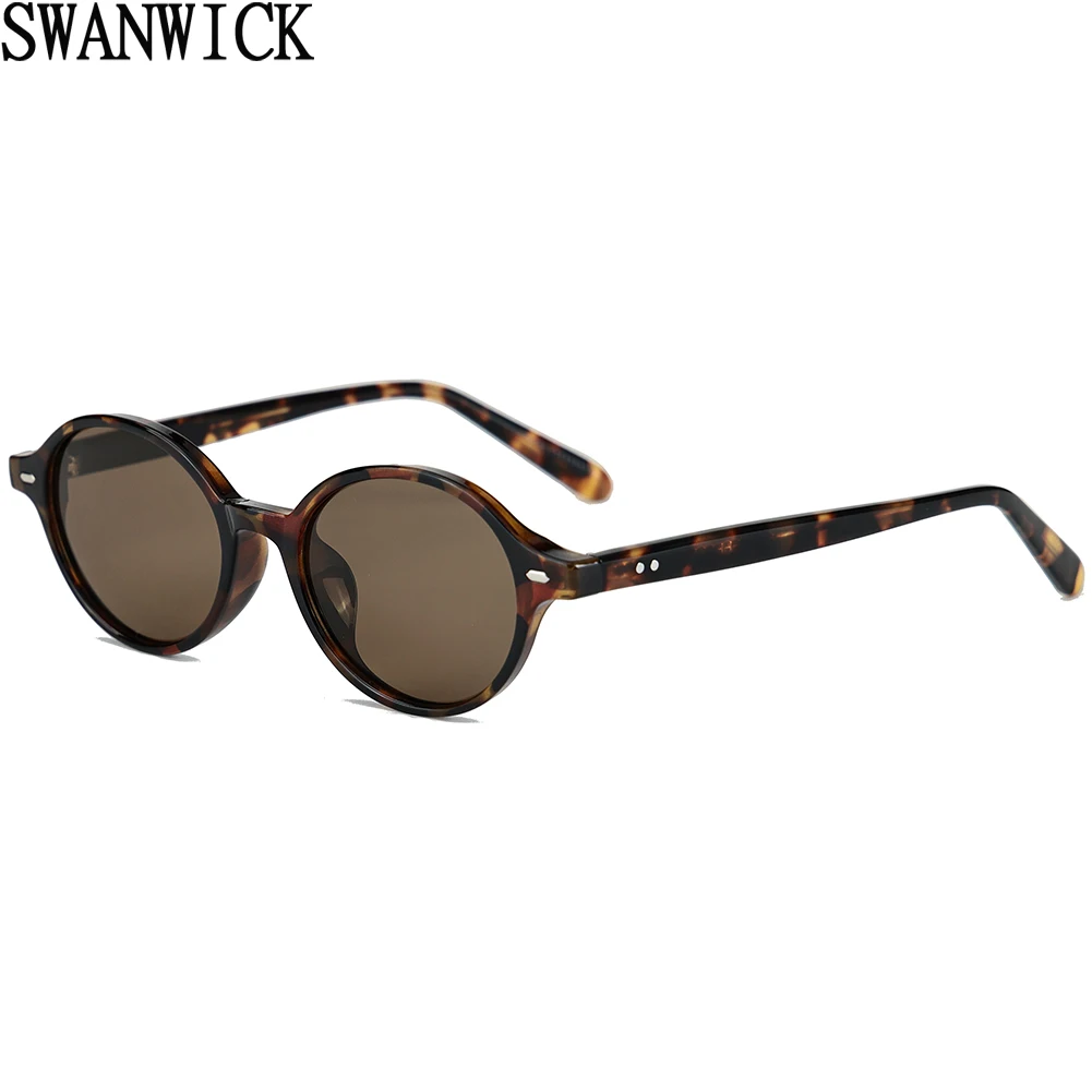 

Swanwick oval sunglasses for women TR90 polarized sun glasses for men acetate round black brown 2024 unisex summer style