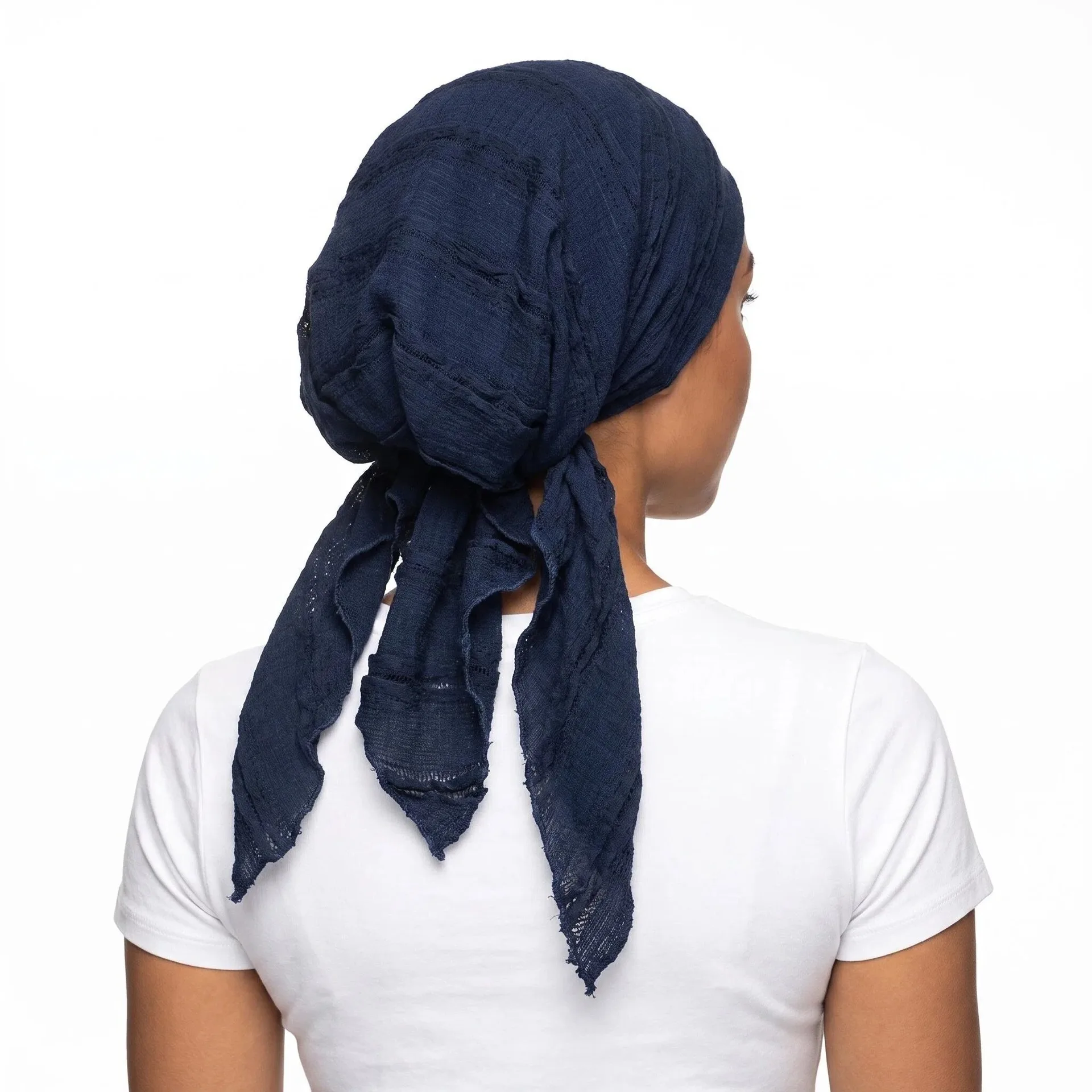 Muslim Hijab Lace Pre-Tied Turban Hat Long Tail Headscarf Women Chemo Cap Hair Loss Headwear Head Wrap Elastic Bandanas Headband