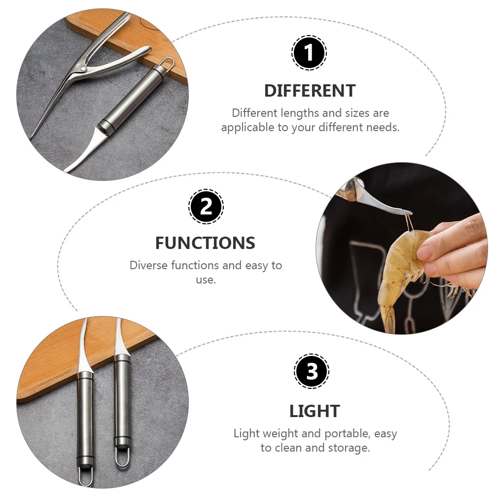 

1 Set Stainless Steel Peeler Deveiner Lightweight Rustproof Shrimp Peeling Gadget Fish Belly Opener Shrimp Handling Tool Kitchen