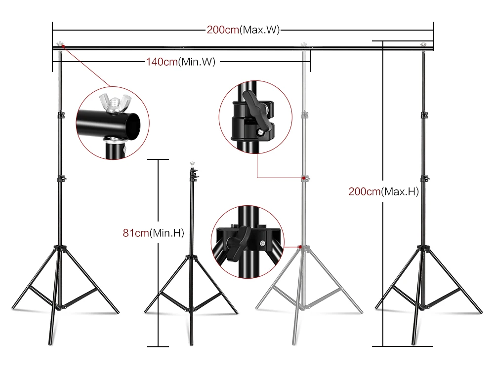 2X2M 2X3M 2.6X3M Background Support System Photography Backdrops Stand Photo Studio Kit Chromakey Green Screen Frame