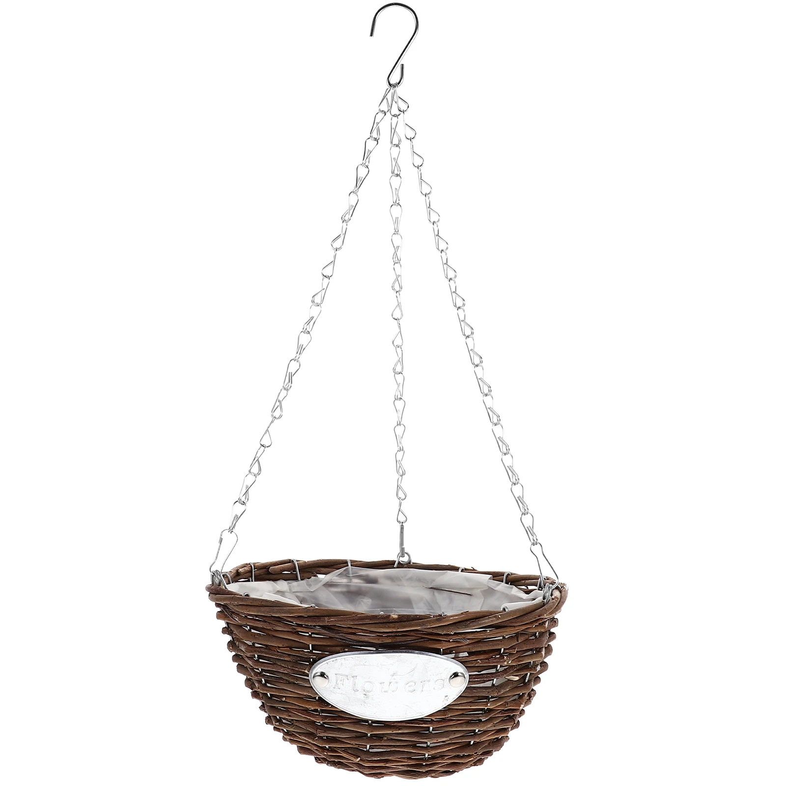 

2 Pcs Hanging Flower Pot 25CM Wicker Baskets for Plants Balcony Planter Metal Storage