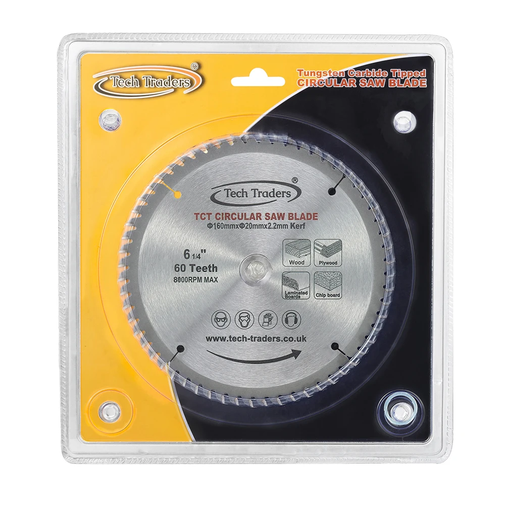 6-1/4 Inch 60 Teeth, Ultra Fine Finish Wood Cutting Circular Saw Blade 160mmx20mm Bore for Bosch Makita etc, Framing & Ripping