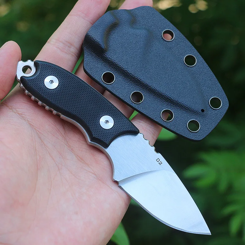 

Fixed Blade Knife D2 Steel Full Tang Tactical Knife Black G10 Handle Portable Outdoor Small Survival Knives Camping EDC Tool