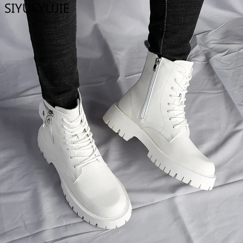 Men's English Style Thick Sole Design Men Boots Luxury High End Top Layer Leather Brand Famous Chelsea High Quality Casual Boots