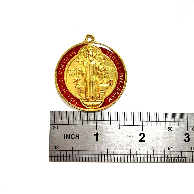 

8 Pieces Saint Benedict about 4cm Religions Multicolor Medals Catholic Gold Plated Coin San Benito Favors Given As Gifts