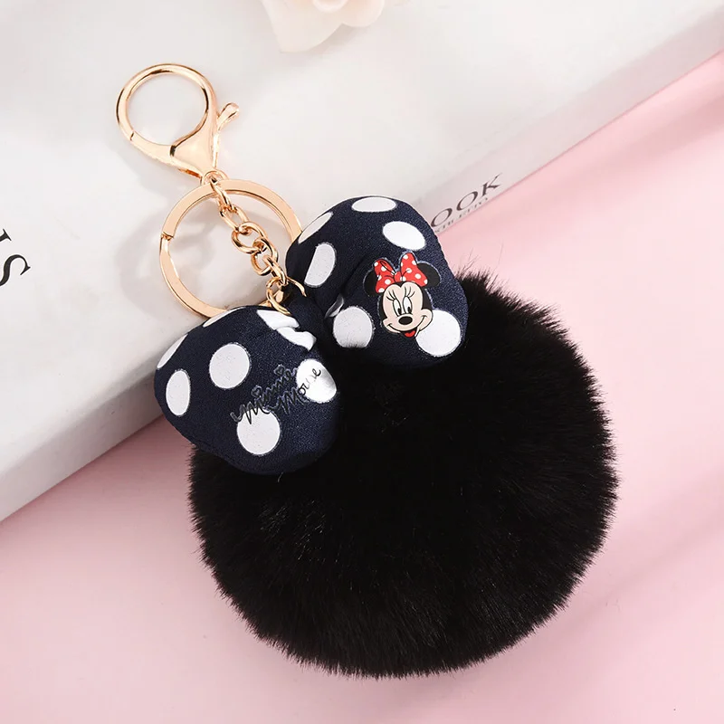 Nuovo Anime Minnie Mouse portachiavi Kawaii Mickey peluche ciondolo Cartoon Bow Fluff accessori portachiavi giocattoli per bambini regali