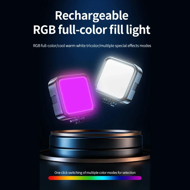 Full Colour Mini RGB Fill Lamp Live Photography LED Portable Ambient Lamp Beauty Phone Camera Pocket Light Adjustable Brightness