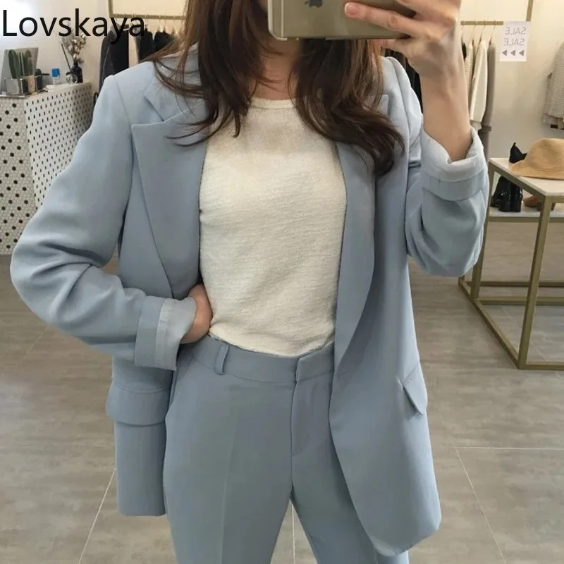 casual Haren small pants pants two sets of women spring new version of the loose in the long section of a button suit