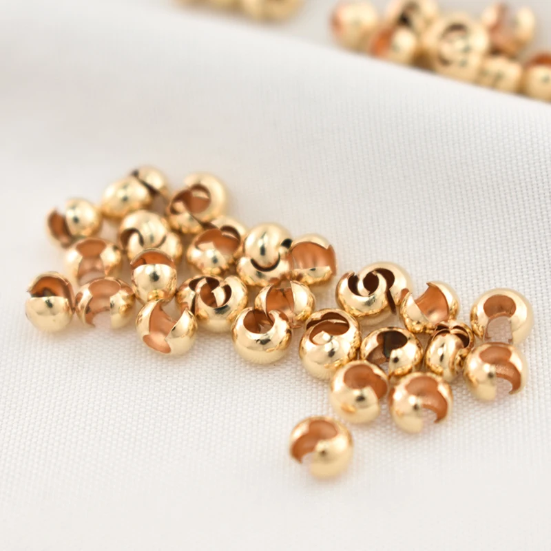 100% 14K Goldfilled Endperlen Gold-Crimp-Cover Schmuckherstellung Handgemachtes DIY-Zubehör Gold-Schmuckzubehör Rocailles – Detail 13