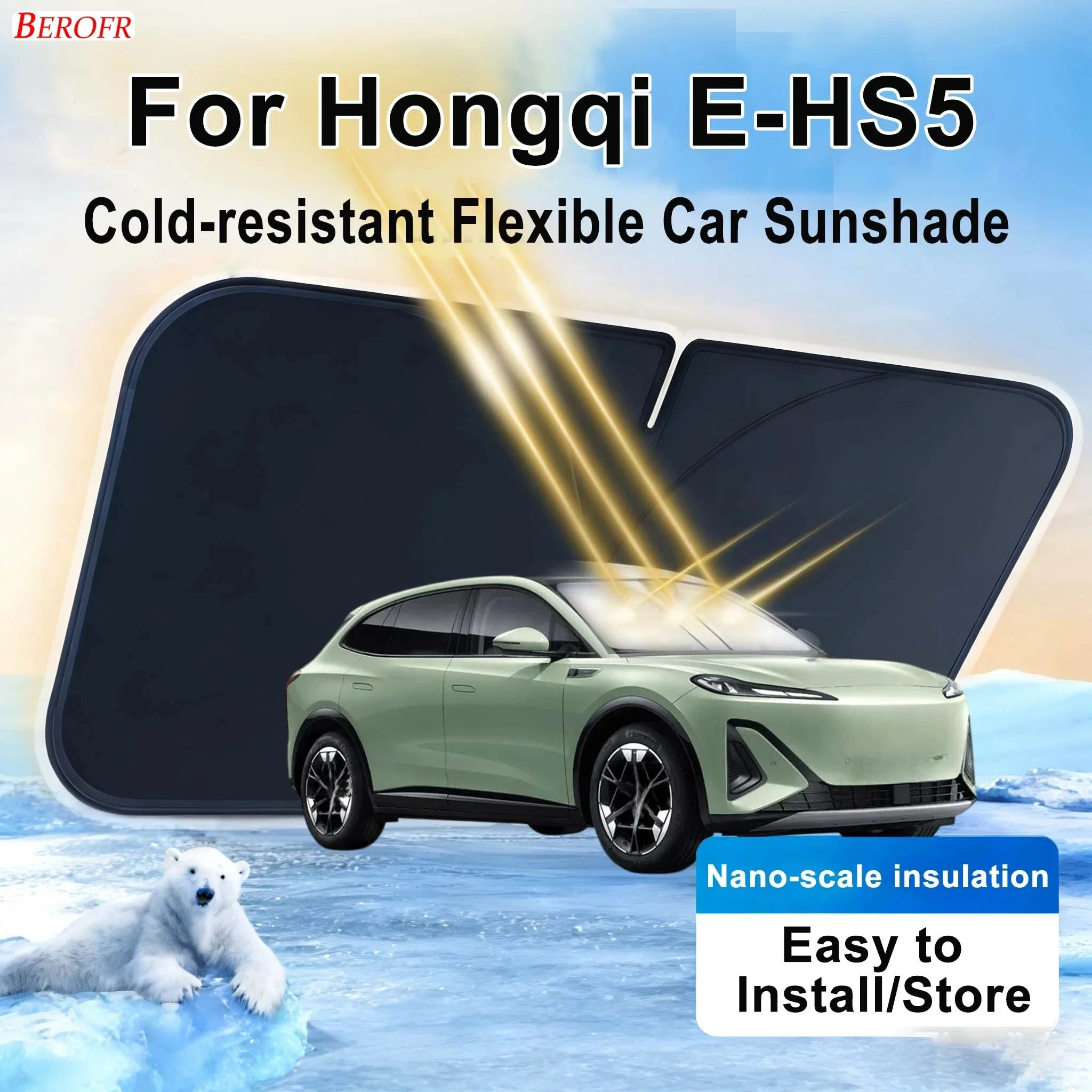 For Hongqi E-HS5 2022-2026 Car Windshield Sunshade Cover Front Window Sun Shade Heat Insulation Auto Accessories