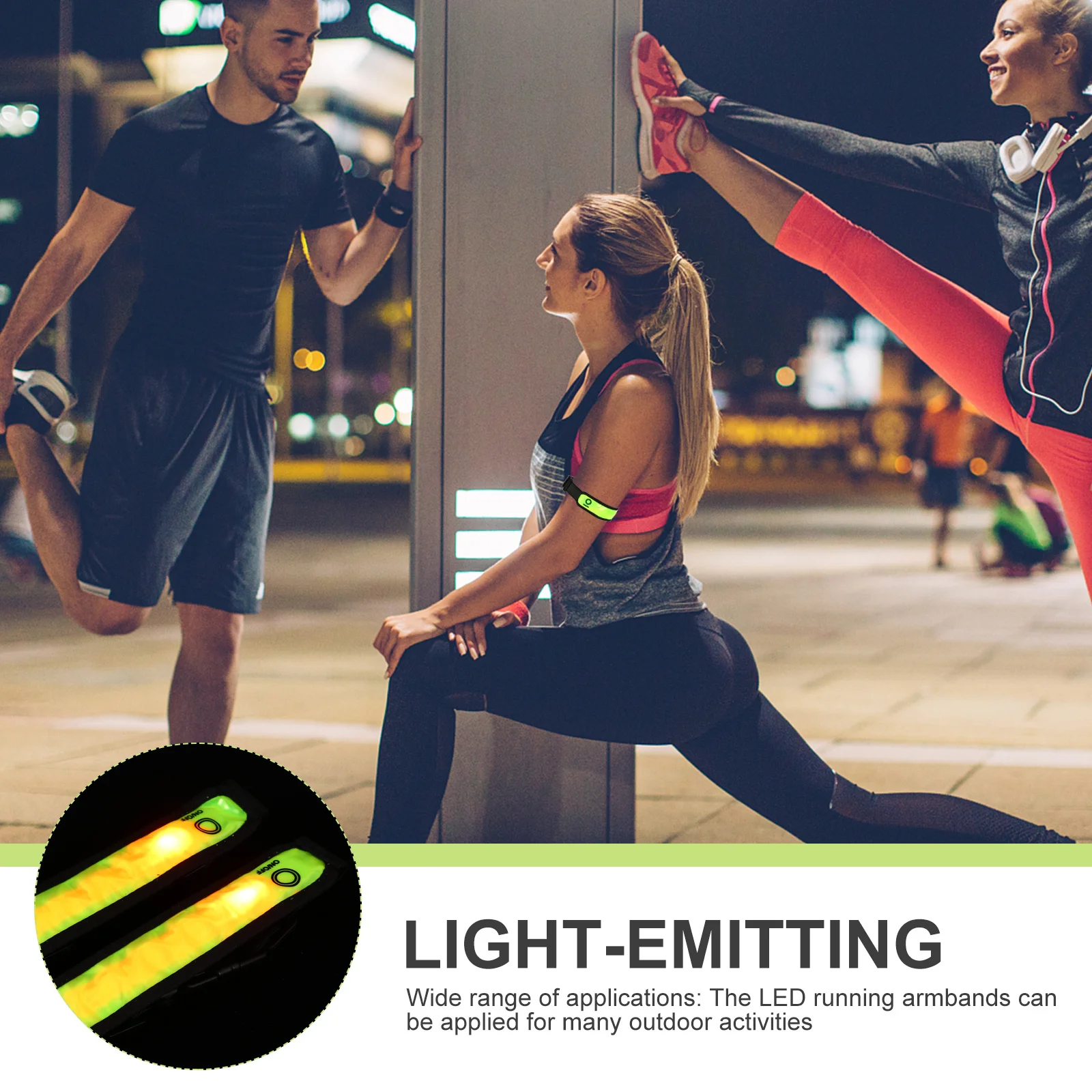 2 szt. LED-owych odblaskowych opasek na nadgarstek, wysoka widoczność, do biegania nocą, jazdy na rowerze, bezpieczna opaska na ramię, odblaskowa taśma sportowa do joggingu