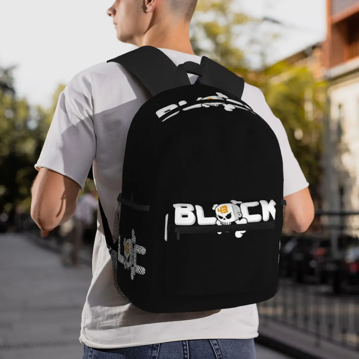 Ken Block Acrylic Skull Backpack Daypack Large Capacity Kids BookBag School Bag Shoulder Bags for Men Women
