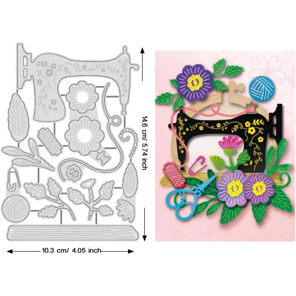 Sewing Machine Cutting Dies, Sewing Tool Stencils 5.7x4 Flower Decorative Embossing Stencils for Scrapbooking, Photo Album,