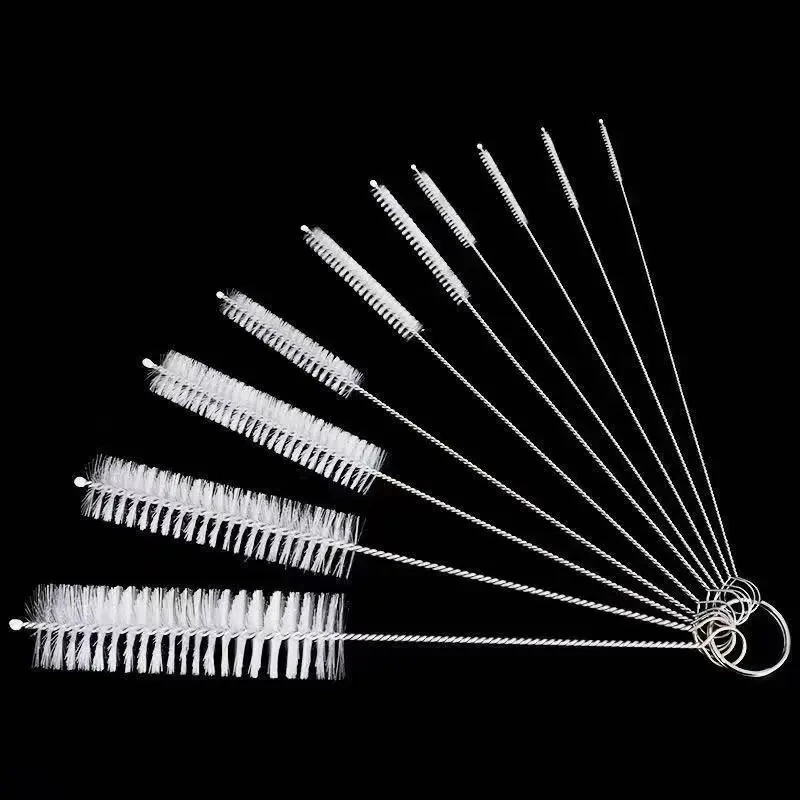10 unids/set cepillo de limpieza de acero inoxidable para pipa de hierba limpieza de vidrio Hookah Fumar Cachimba Pipas Fumar cepillo para biberón