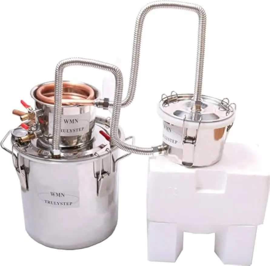 3 Pots DIY 8Gal/30Litres Still Copper Water Alcohol Distiller Home Brew Wine Making Kits with Thumper Keg for DIY Brandy
