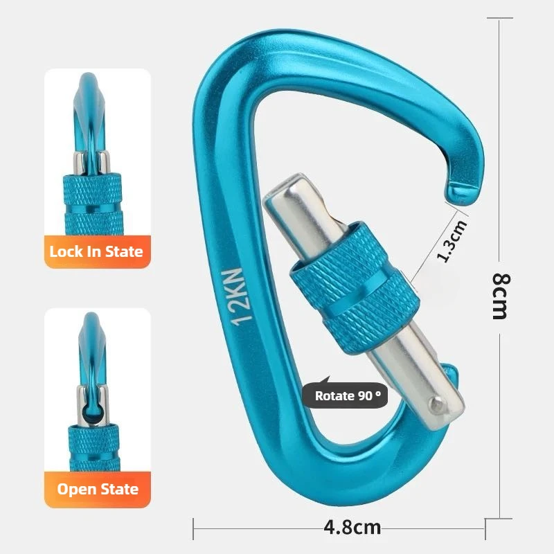 Outdoor climbing buckle tension 12KN aviation aluminum safety buckle Quick hanging tent hammock accessories safety buckle