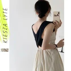 Summer Dress 2024 Women Stripe Strap Breathable Cotton Linen Pockets Beach Party Dresses Robe Femme Vestidos Plus Size