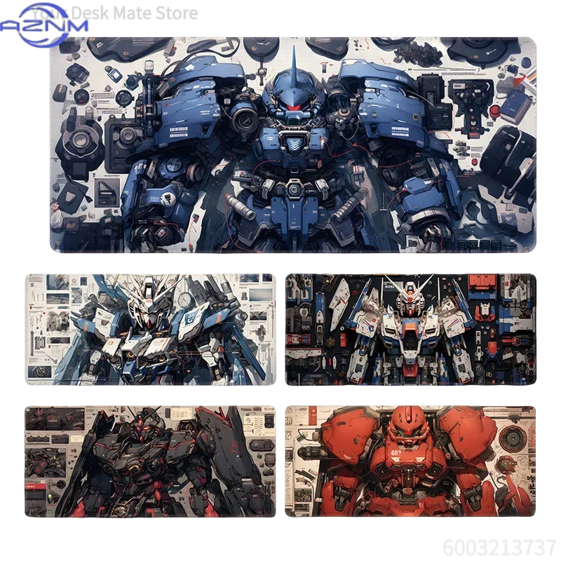 Anime Gundam Mecha Blueprint Mouse Pad, Rubber Non Slip Gaming Desk Mat, Detailed Disassembly Robot Schematic Art Mouse Pad for