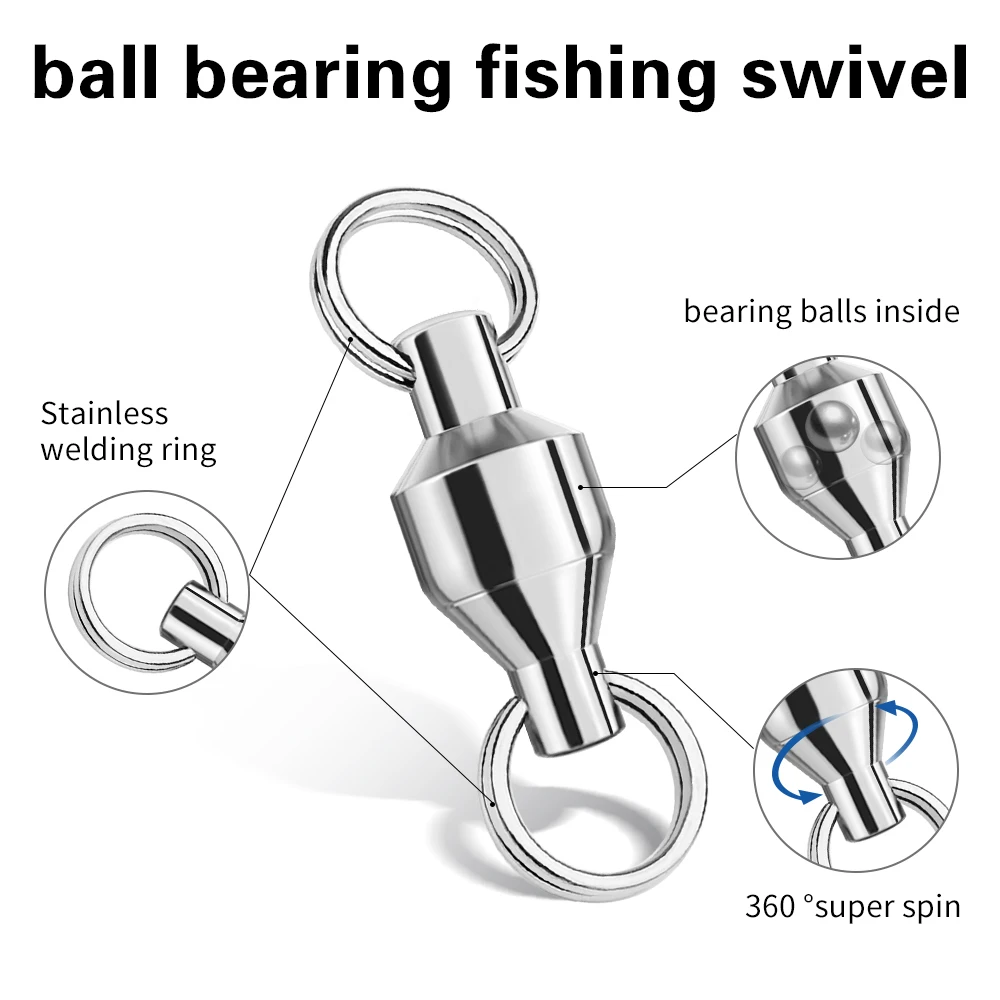 PROBEROS 50 Stück 0 # -10 # Edelstahl Heavy Duty Kugellager Wirbel Glatte Rotation Pesca Angelgerät Zubehör Großhandel – Detail 4