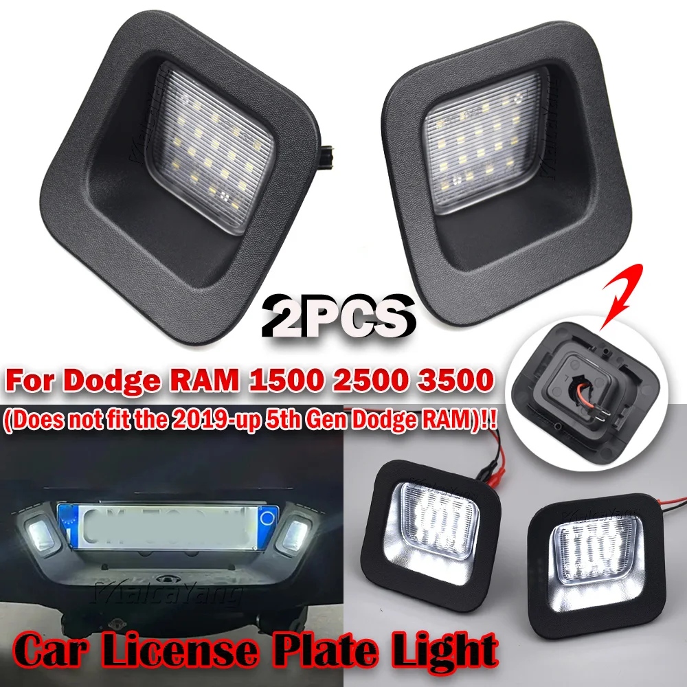 2Pcs Car LED License Number Plate Lights For Dodge RAM 1500 2500 3500 Trunks 2003-2010 2011 2012 2013 2014 2015 2016 2017 2018