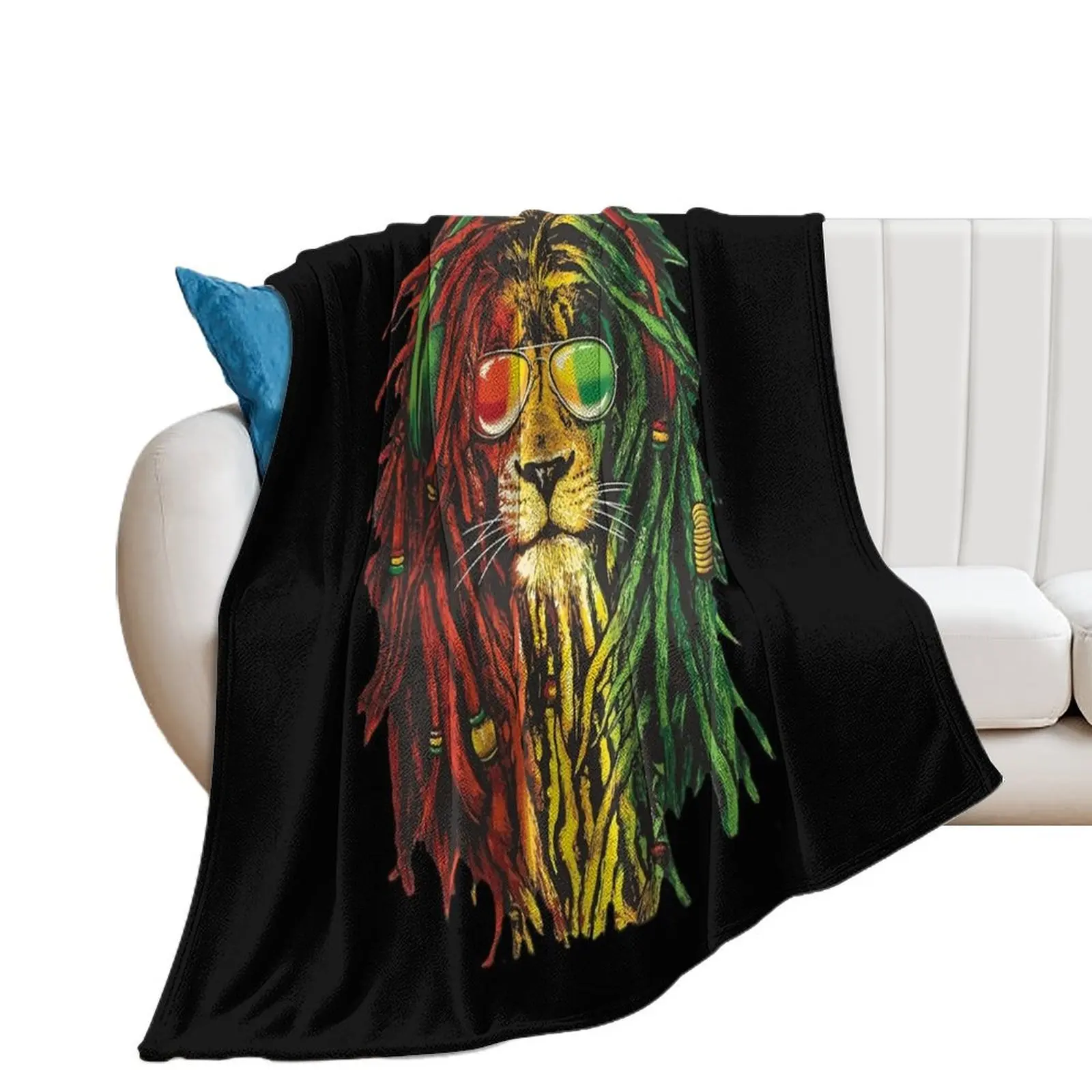 Bob Marley Rasta Lion Art for Reggae Lover Throw Blanket Single For Baby Blankets For Bed Blankets