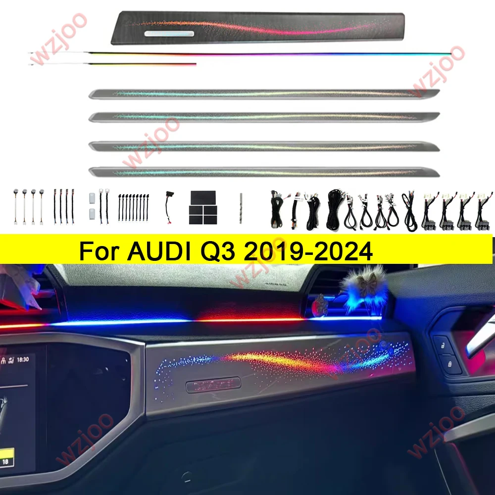 For Audi Q3 Q3L 2019-2024 LED Atmosphere Light Special Modification Interior 28 Lights 30 /64 Colors Support Screen Control