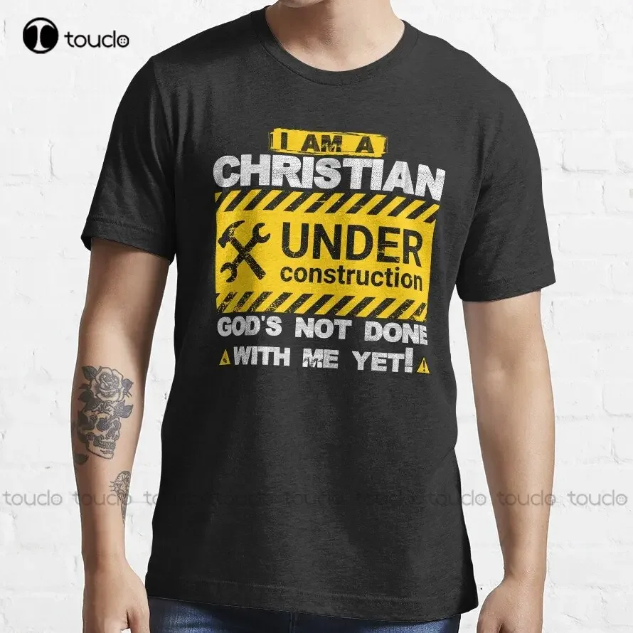 Funny Christian Under Construction Trending T-Shirt Fall Shirts Women O-Neck Streetwear Oversized Xs-5Xl Printed Tee Streetwear