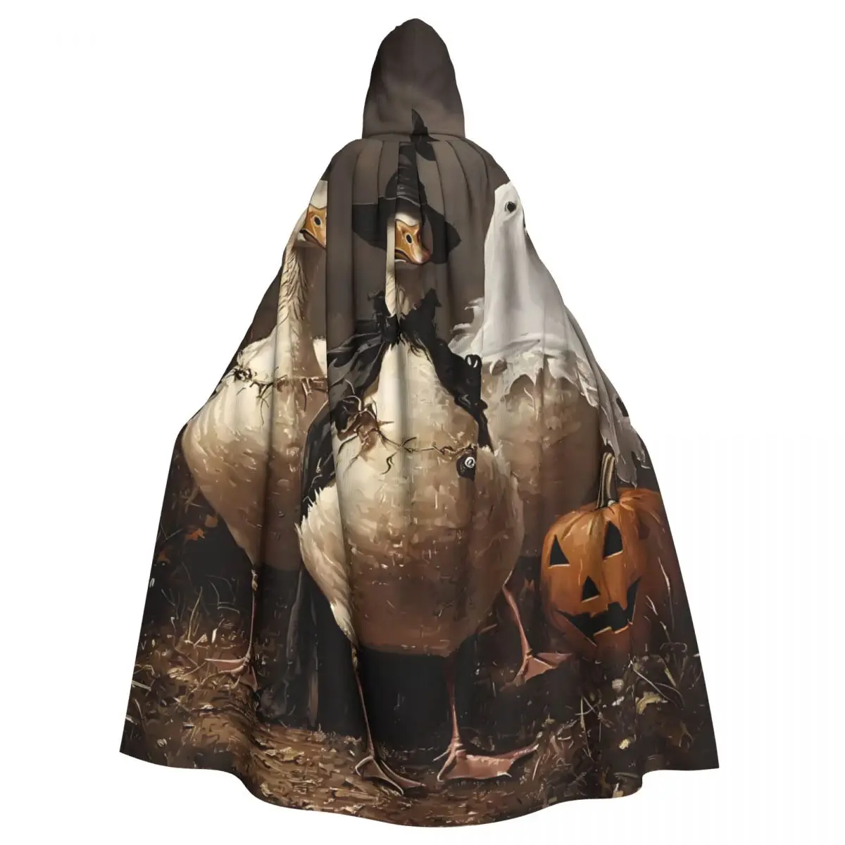 Halloween Goose Duck Long Hooded Cloak for Women Men Vampire Bats Funny Cape