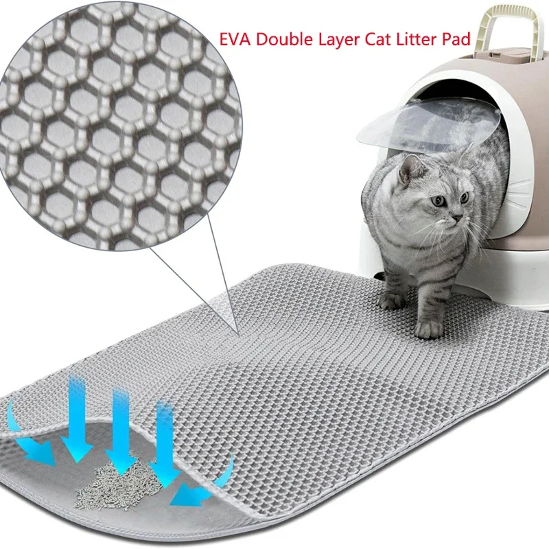 Pet Cat Litter Mat Double Layer EVA Pet Litter Box Waterproof Pet Mat Non-slip Sand Cat Pad Washable Bed Mat Clean Pad Products