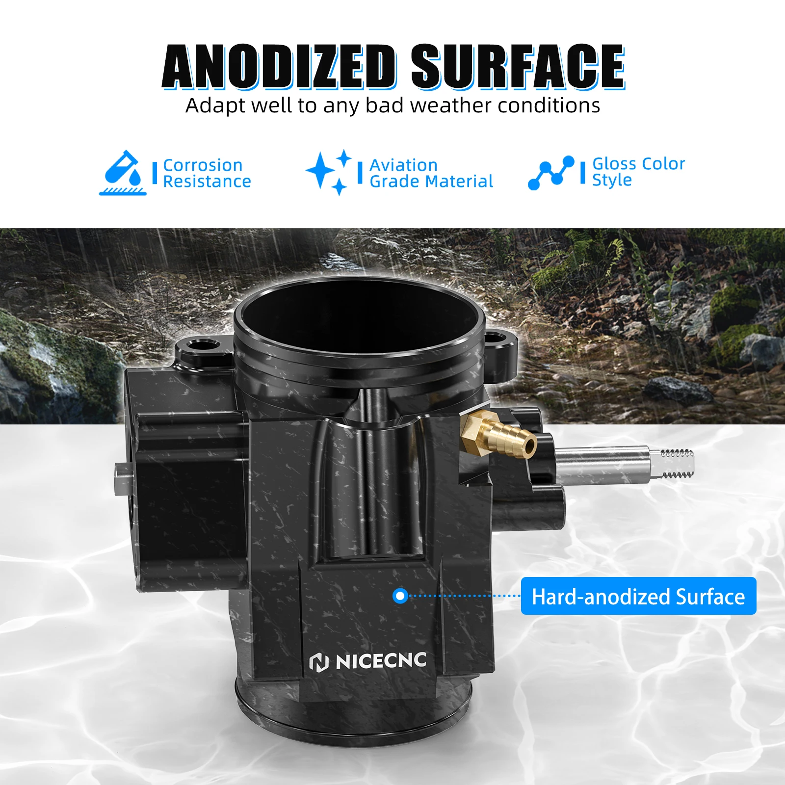 NICECNC YFZ450R Throttle Body Kit Airflow Intake For Yamaha YFZ 450R 2009-2025 2024 2023 2010 ATV #18P-13750-01-00 47MM Diameter
