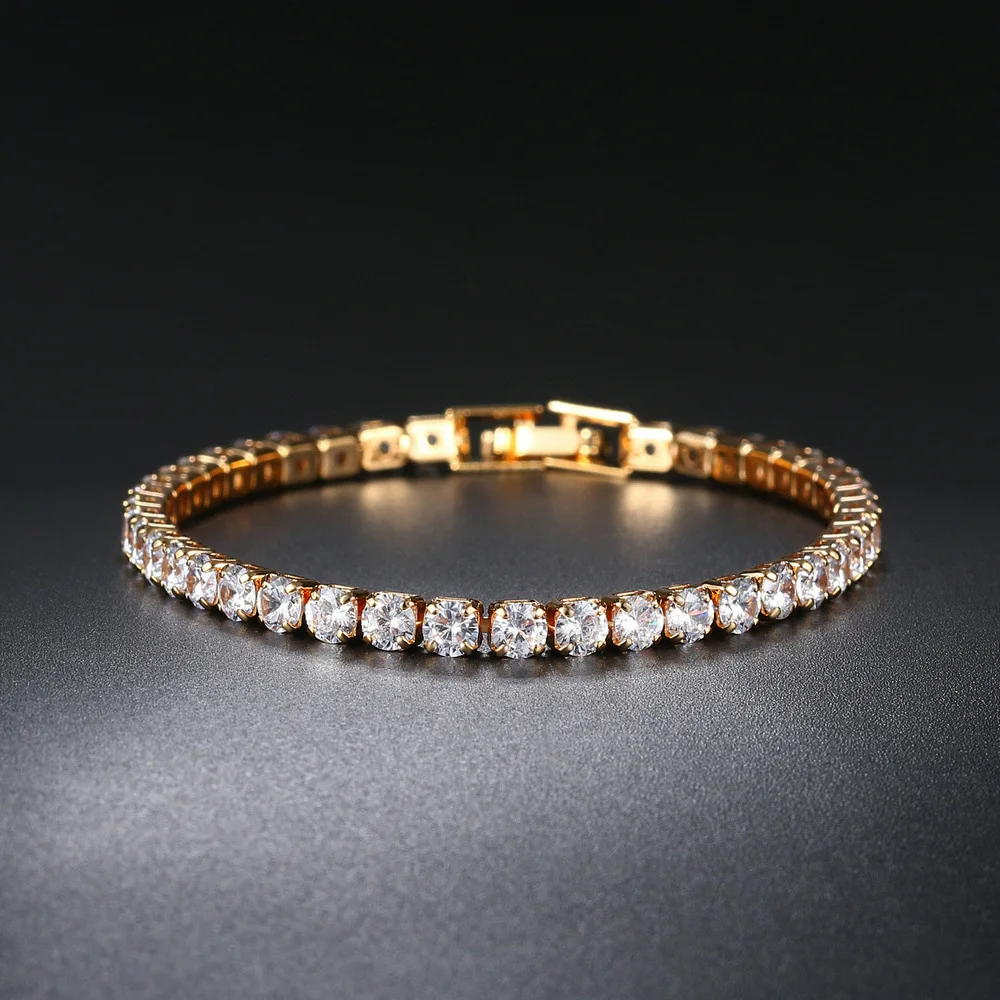 Luxury Crystal Inlaid Rhinestone Bracelets For Women New Shiny 4mm Round Inlaid Rhinestone Bracelets Chain sets Jewelry Party