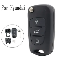 Funda para mando a distancia, carcasa para mando a distancia para Hyundai I20, I30, IX20, IX35, Kia, Picanto, Sportage, Sorento, 3 botones, plegable, accesorios para coche