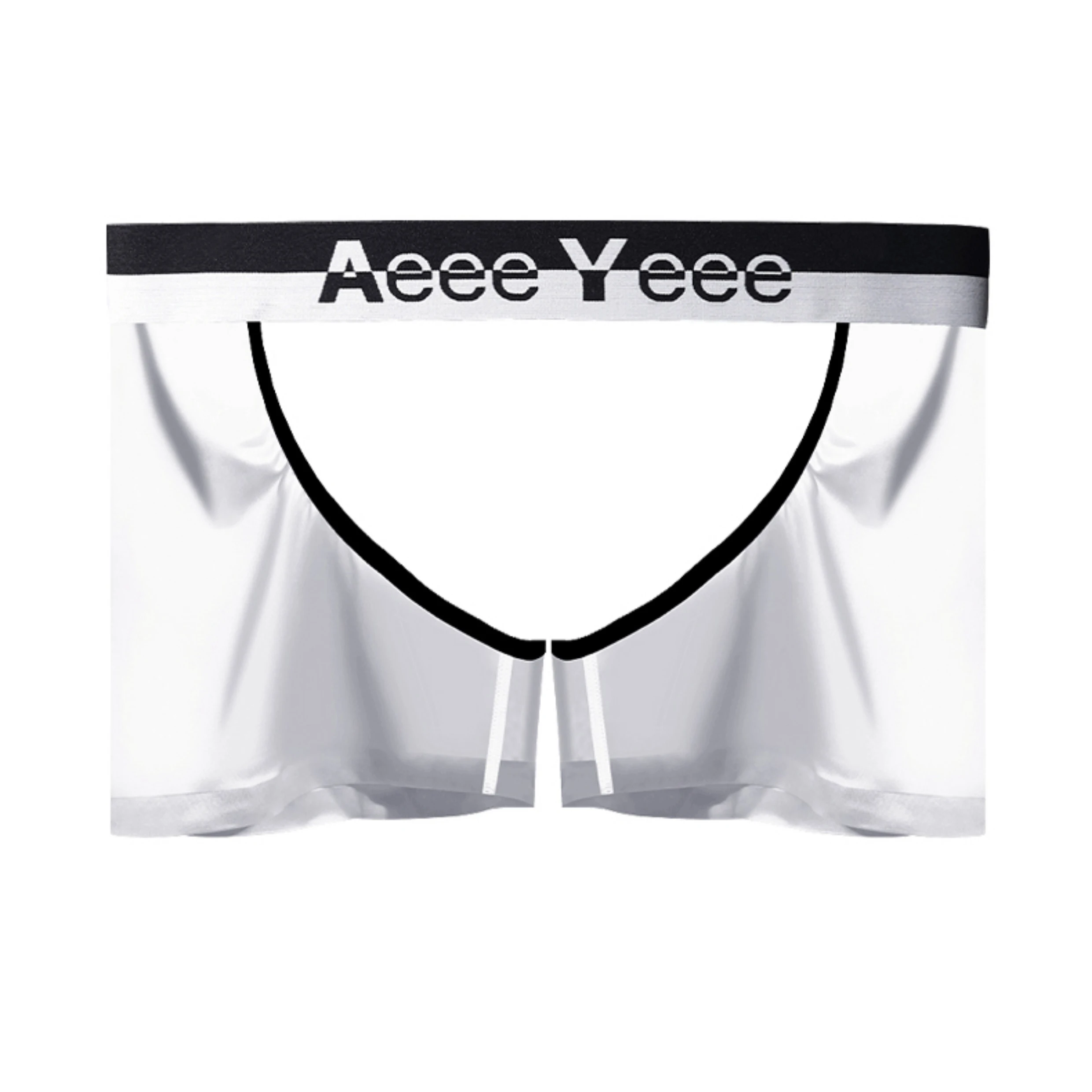 Ropa interior para hombre, calzoncillos tipo bóxer sexy de cintura baja, boxers con entrepierna dividida personalizados de seda helada