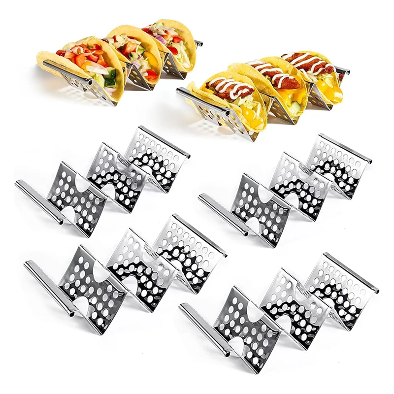 ABSF Taco Holders Set Of 6, Stainless Steel Taco Holder Stand, Stylish Taco Shell Holders, Each Metal Taco Stands For 3 Tacos