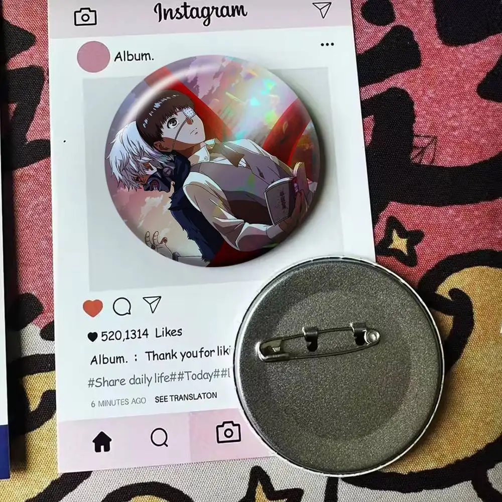 Tokyo Ghoul Anime  Laser Badge Applicable For Backpack Clothes Hats Decor Creative Accessories