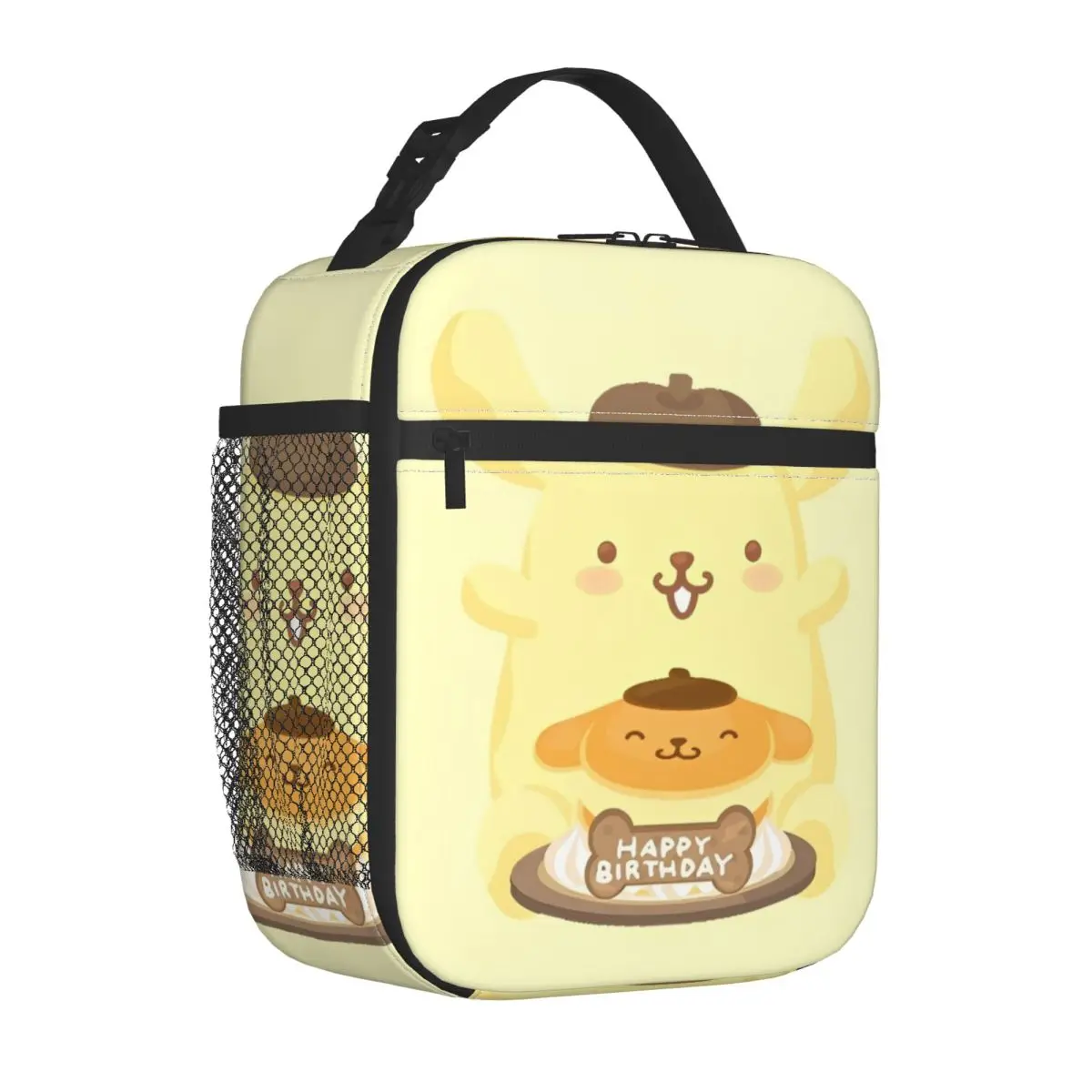 Pom Pom Purin Happy Birthday Insulated Lunch Bag High Capacity Lunch Container Cooler Bag Tote Lunch Box Beach Outdoor Men Women