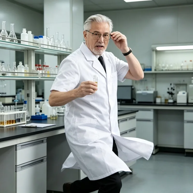 Men's Pharmacy Lab Coat Short Sleeved Laboratory Coat Long Robe Nurse and Pharmacist Work Clothes