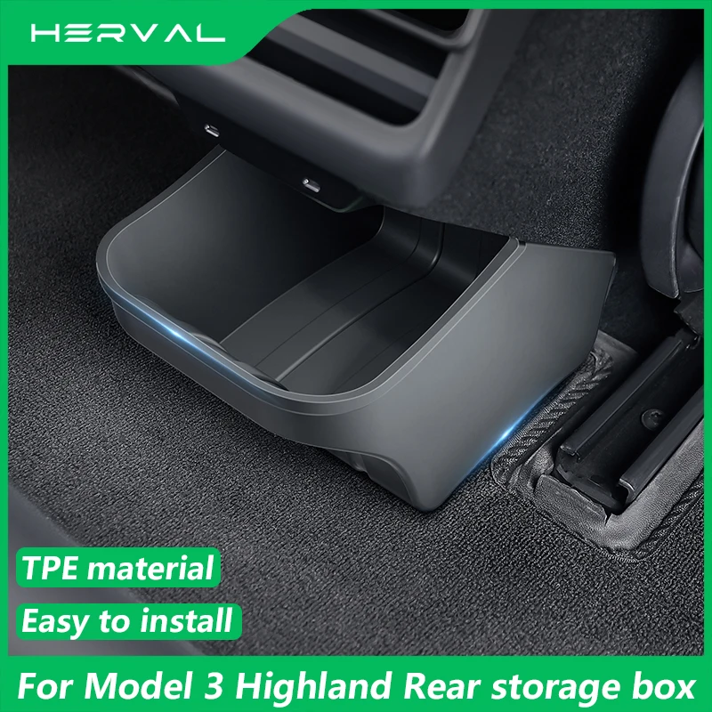 Herval For Tesla Model 3 Highland Rear Seat Storage Box Waterproof Backseat Storage Tray For Tesla Model 3 highland Accessories