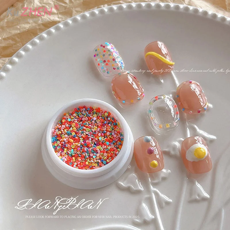 1Box Colorful Polka Dot Nail Art Glitter Sequins Round Shaped Nail Sequins Paillette Flakes For Nail Art 3d Decals Accessories