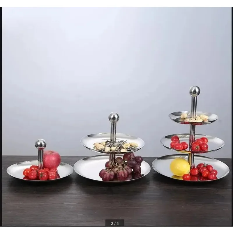 Stainless Steel Multi-layer Fruit Plate Party Cake Dessert Hotel Bar Modern Home Decoration Tableware