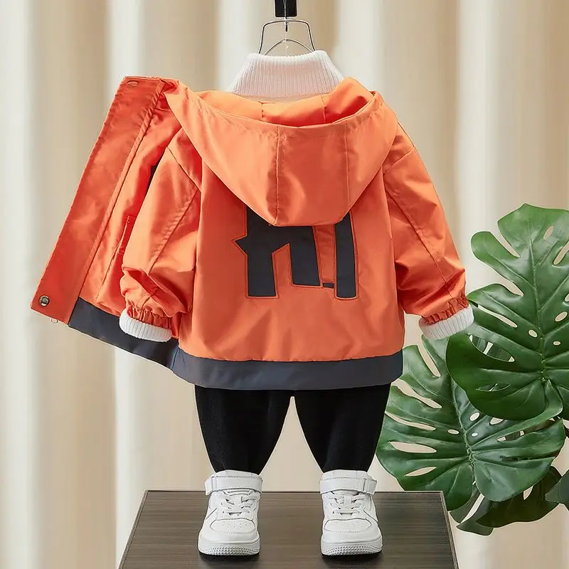 Toddler Boys Zipper Pocket Windbreak Spring and Autumn kid Coat 2025 New Korean Children's Clothing Boys Baby Hooded Top 2-9Y