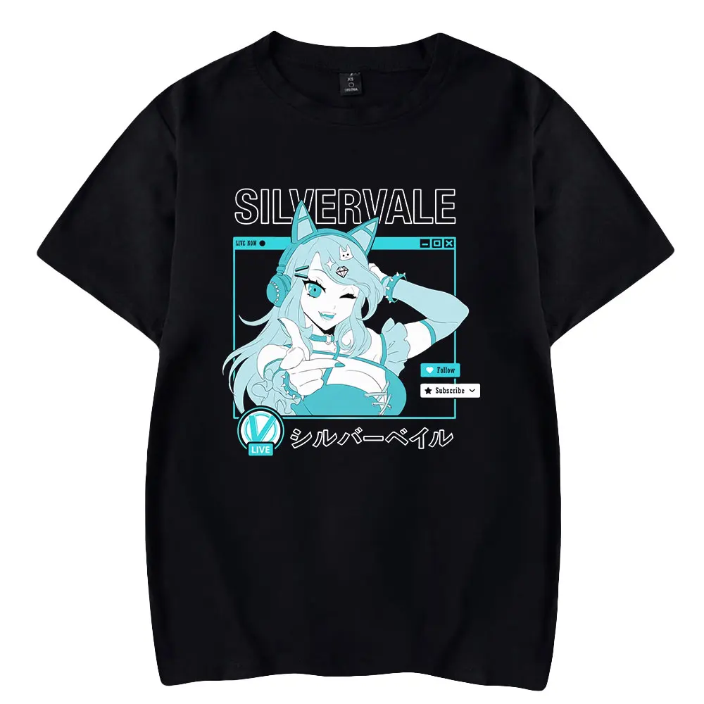 

Silvervale VTuber T-shirt Crewneck Short Sleeve Women Men's Tshirt Japanese Manga Harajuku Streetwear Unisex Clothes