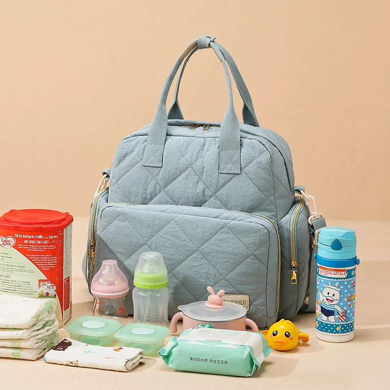 

Повседневная многофункциональная сумка для мамы, портативная сумка-тоут, сумка для подгузников, сумка через плечо для прогулок с ребенком, из мягкого полиэстера