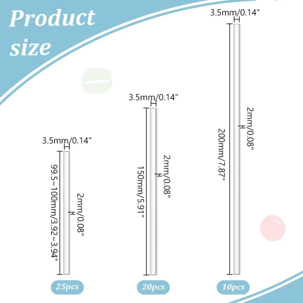 55Pcs Acrylic Lollipop Sticks Flat Clear Sticks for Cake Toppers Clear Ice Lollipop Sticks Reusable Cream Stick for DIY Craft